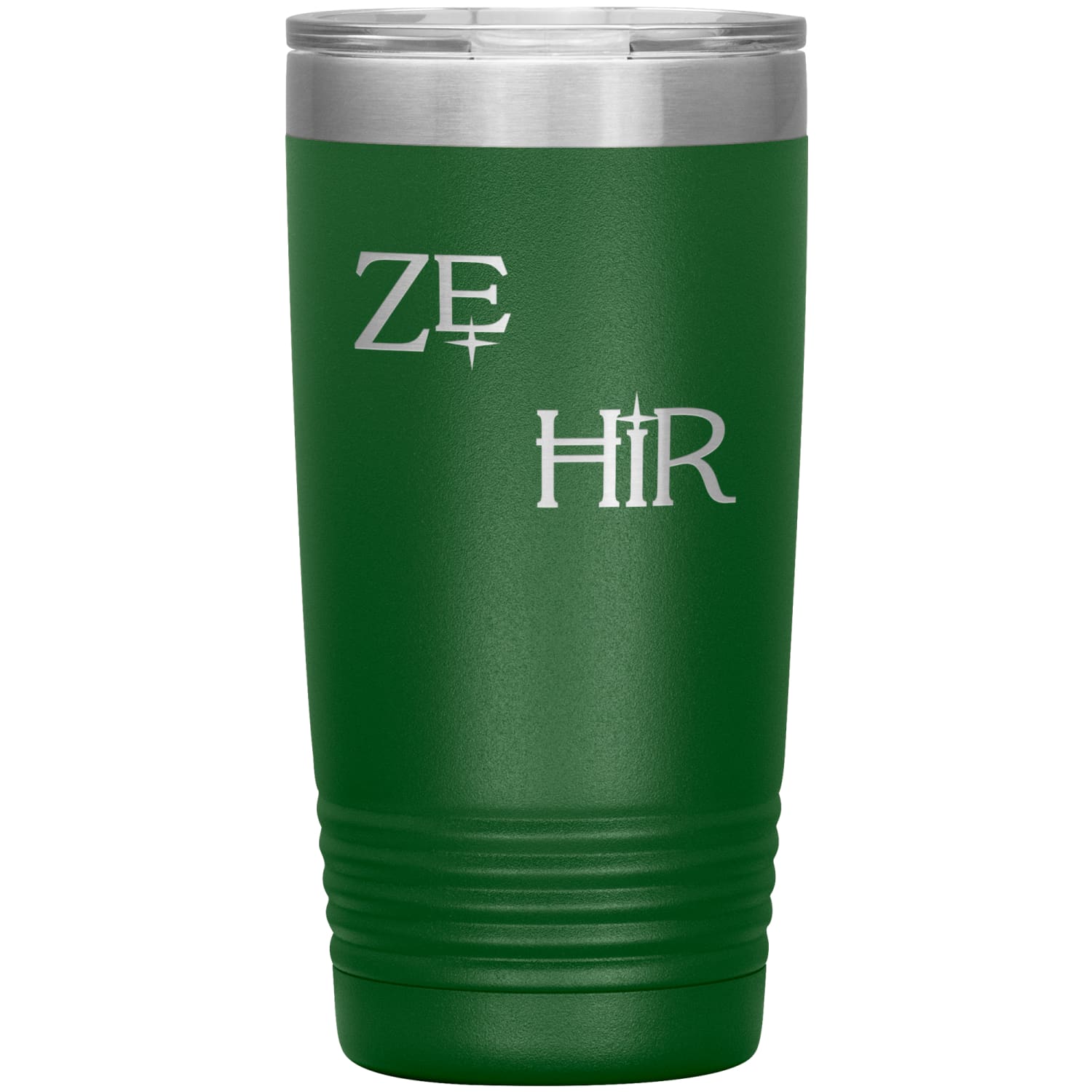 Pronoun Wishing Star Ze Hir 20oz Vacuum Tumbler - Green - Tumblers