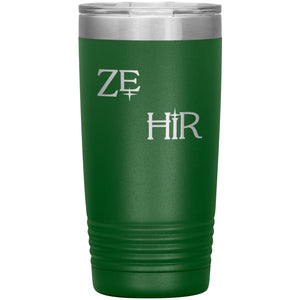 Pronoun Wishing Star Ze Hir 20oz Vacuum Tumbler - Green - Tumblers