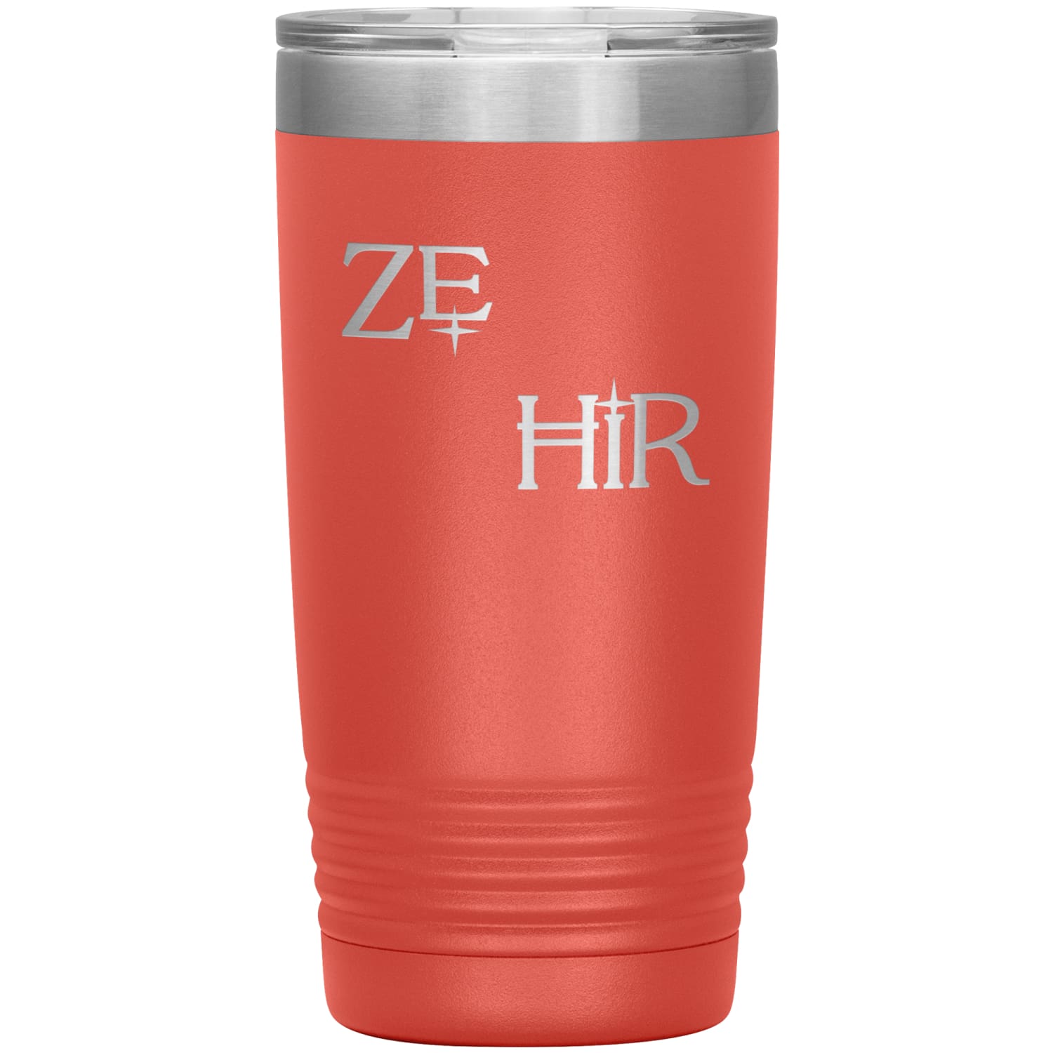 Pronoun Wishing Star Ze Hir 20oz Vacuum Tumbler - Coral - Tumblers