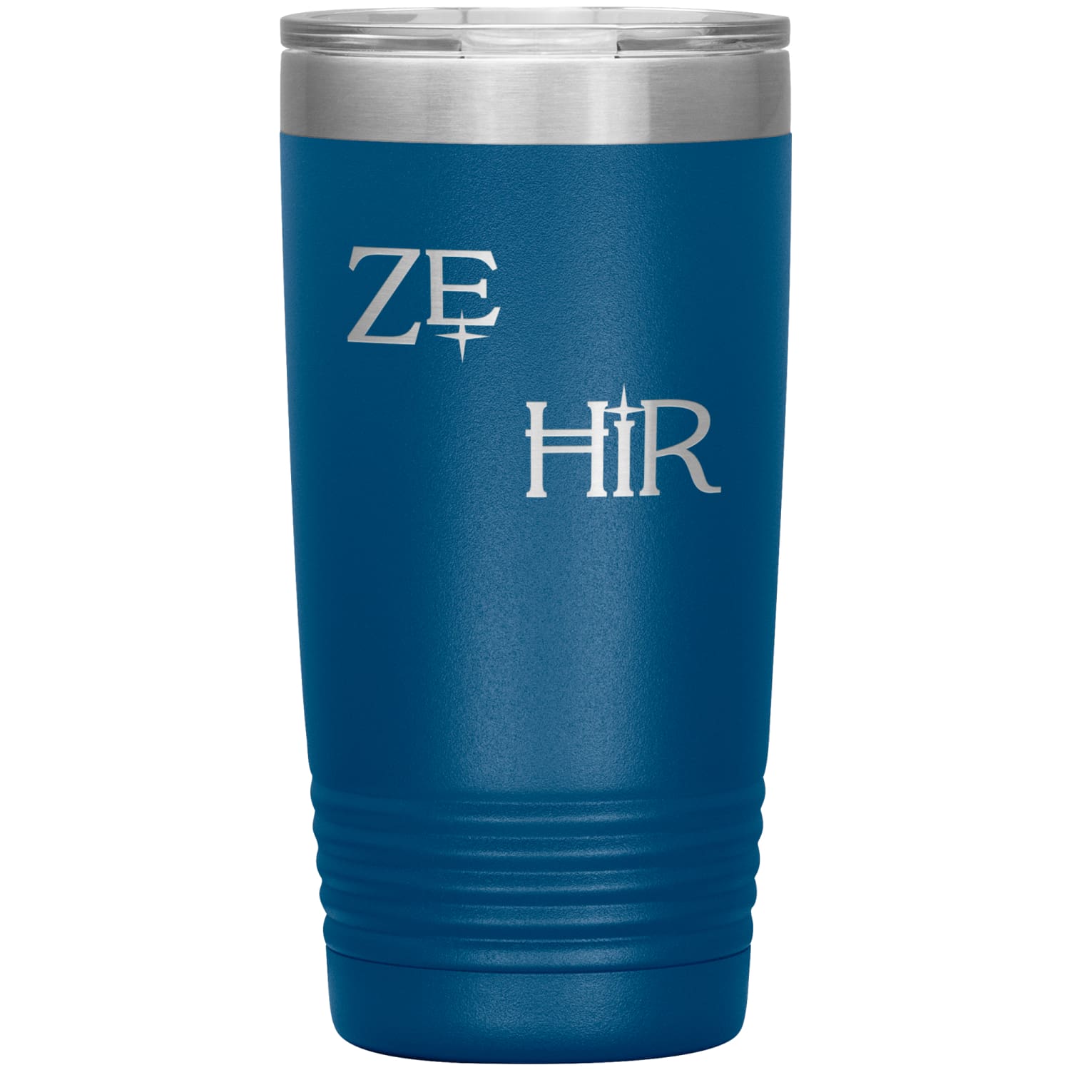 Pronoun Wishing Star Ze Hir 20oz Vacuum Tumbler - Blue - Tumblers