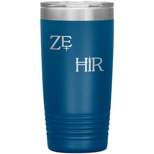 Pronoun Wishing Star Ze Hir 20oz Vacuum Tumbler - Blue - Tumblers