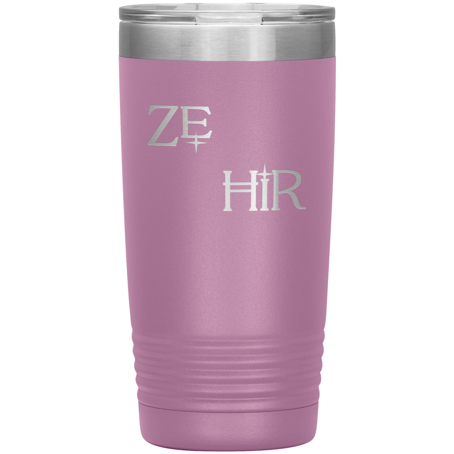 Pronoun Wishing Star Ze Hir 20oz Vacuum Tumbler - Light Purple - Tumblers