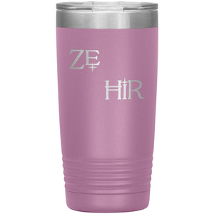 Pronoun Wishing Star Ze Hir 20oz Vacuum Tumbler - Light Purple - Tumblers
