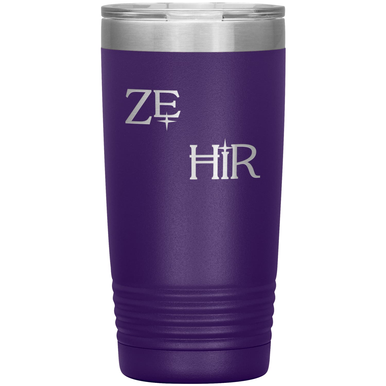 Pronoun Wishing Star Ze Hir 20oz Vacuum Tumbler - Purple - Tumblers