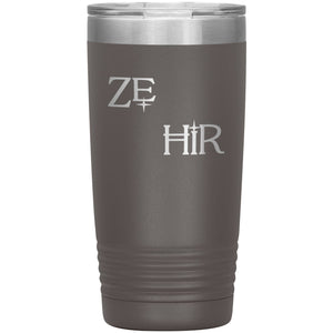 Pronoun Wishing Star Ze Hir 20oz Vacuum Tumbler - Pewter - Tumblers