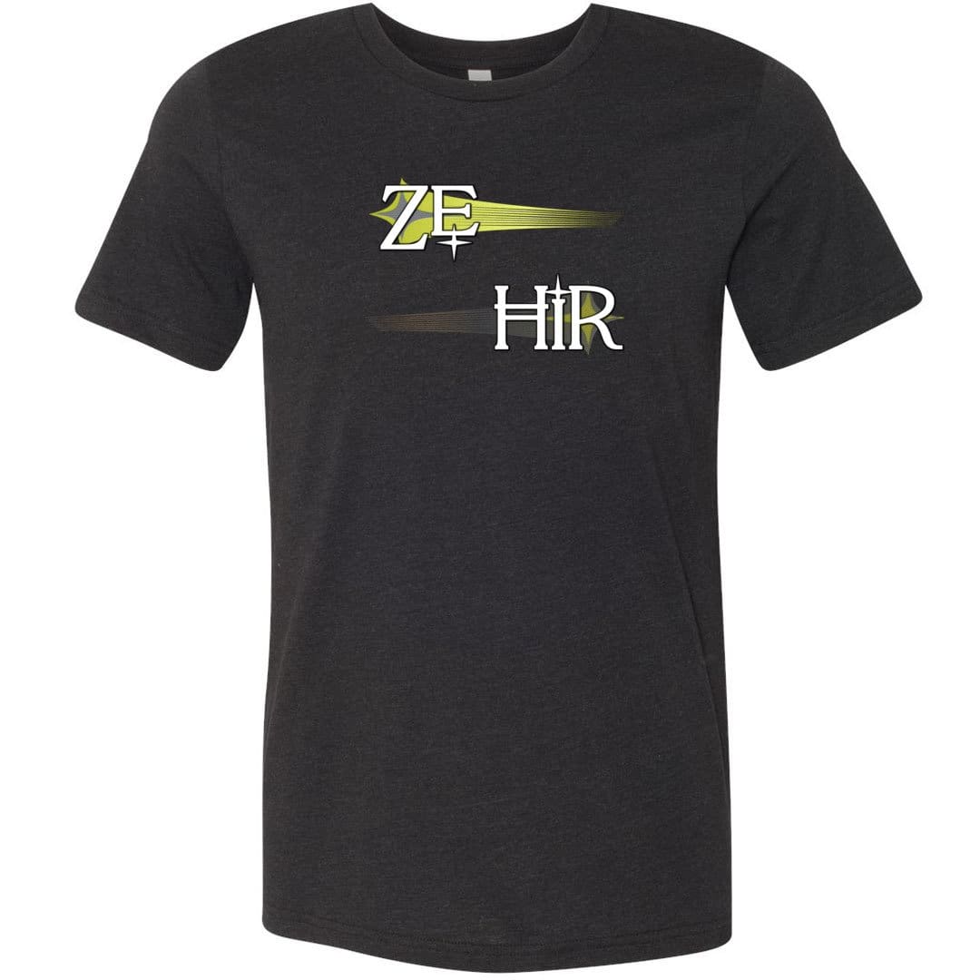 Pronoun Wishing Star Ze Hir Unisex Premium Tee - Black Heather / XS