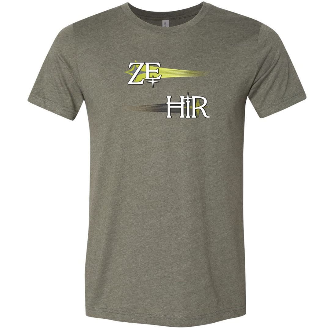 Pronoun Wishing Star Ze Hir Unisex Premium Tee - Heather Military Green / XS
