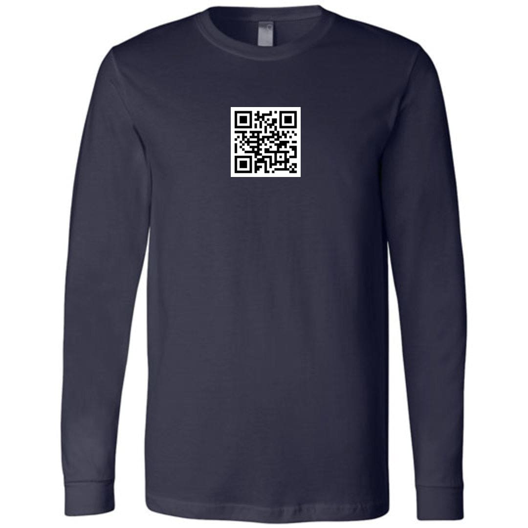 QR Code Unisex Premium Long Sleeve Tee - Navy / S