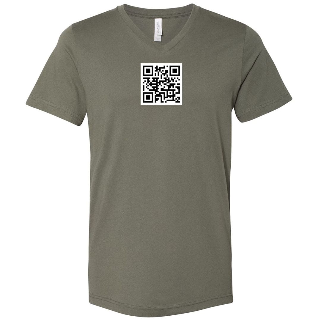 QR Code Unisex Premium V-Neck Tee - Military Green / S