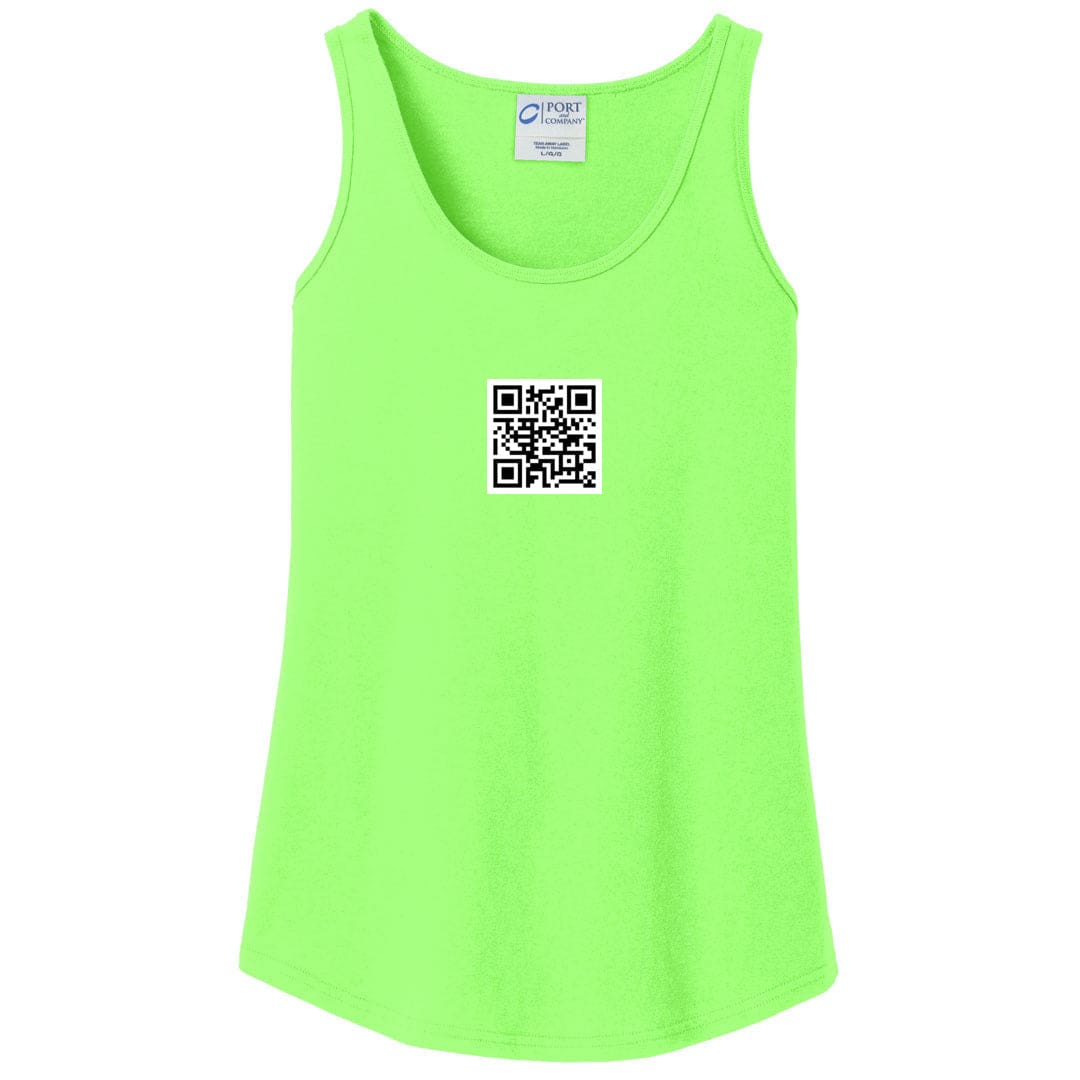 QR Code Womens Core Cotton Tank - Neon Green / XS