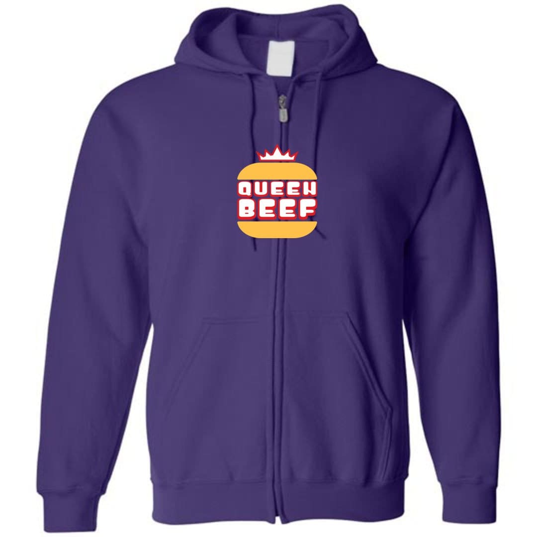 Queen Beef Retroverse Logo Unisex Zip Hoodie - Purple / S