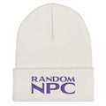 Random NPC v2 Purple Cuffed Beanie / Tuque - White