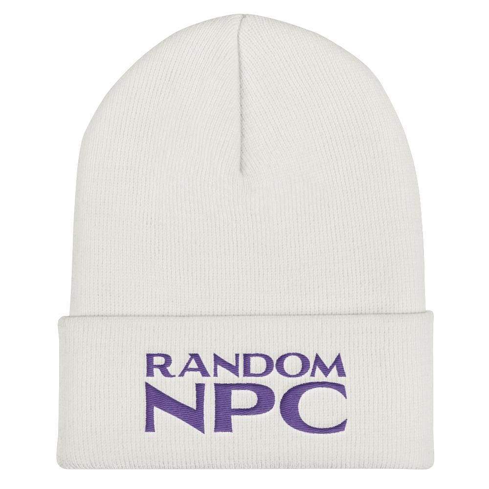 Random NPC v2 Purple Cuffed Beanie / Tuque - White