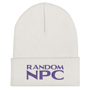 Random NPC v2 Purple Cuffed Beanie / Tuque - White