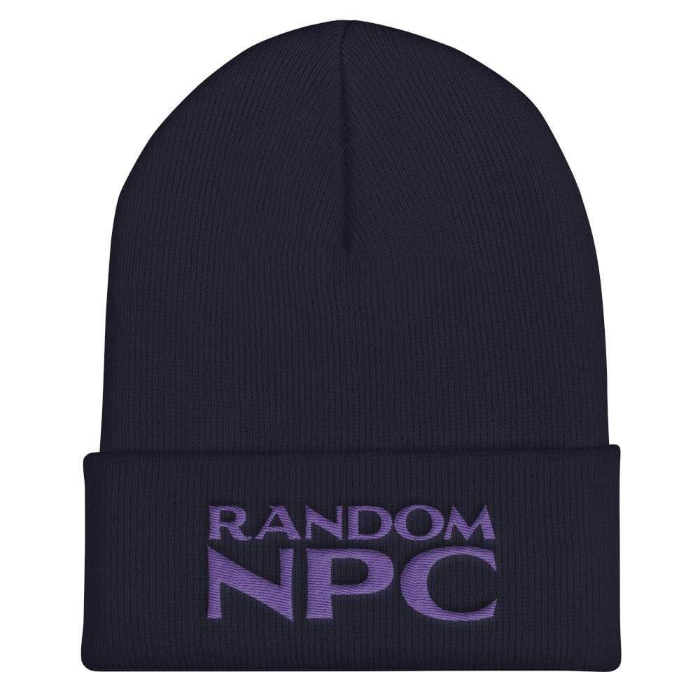 Random NPC v2 Purple Cuffed Beanie / Tuque - Navy