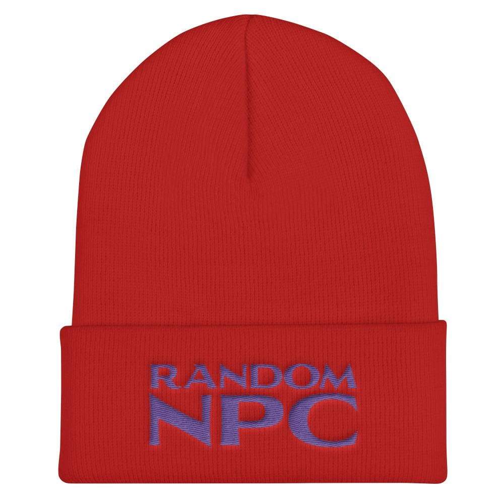 Random NPC v2 Purple Cuffed Beanie / Tuque - Red