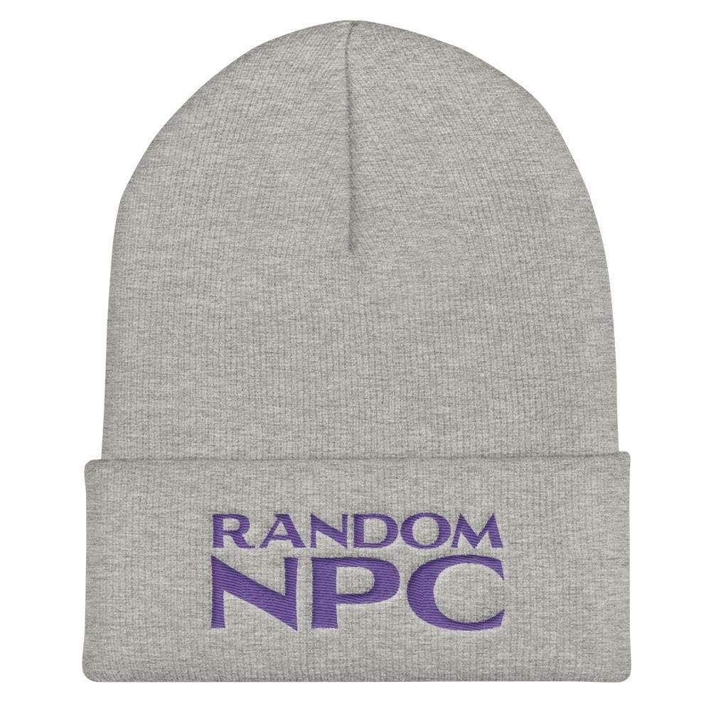 Random NPC v2 Purple Cuffed Beanie / Tuque - Heather Grey