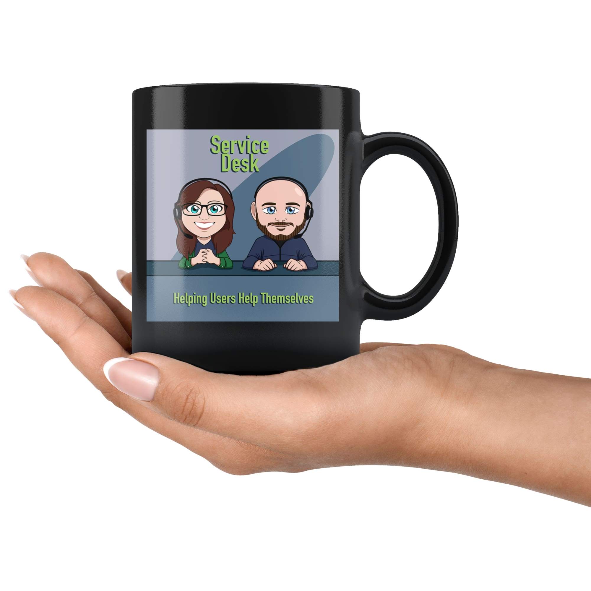 Service Desk Podcast Art Graphic Logo 11oz Black Mug - Drinkware