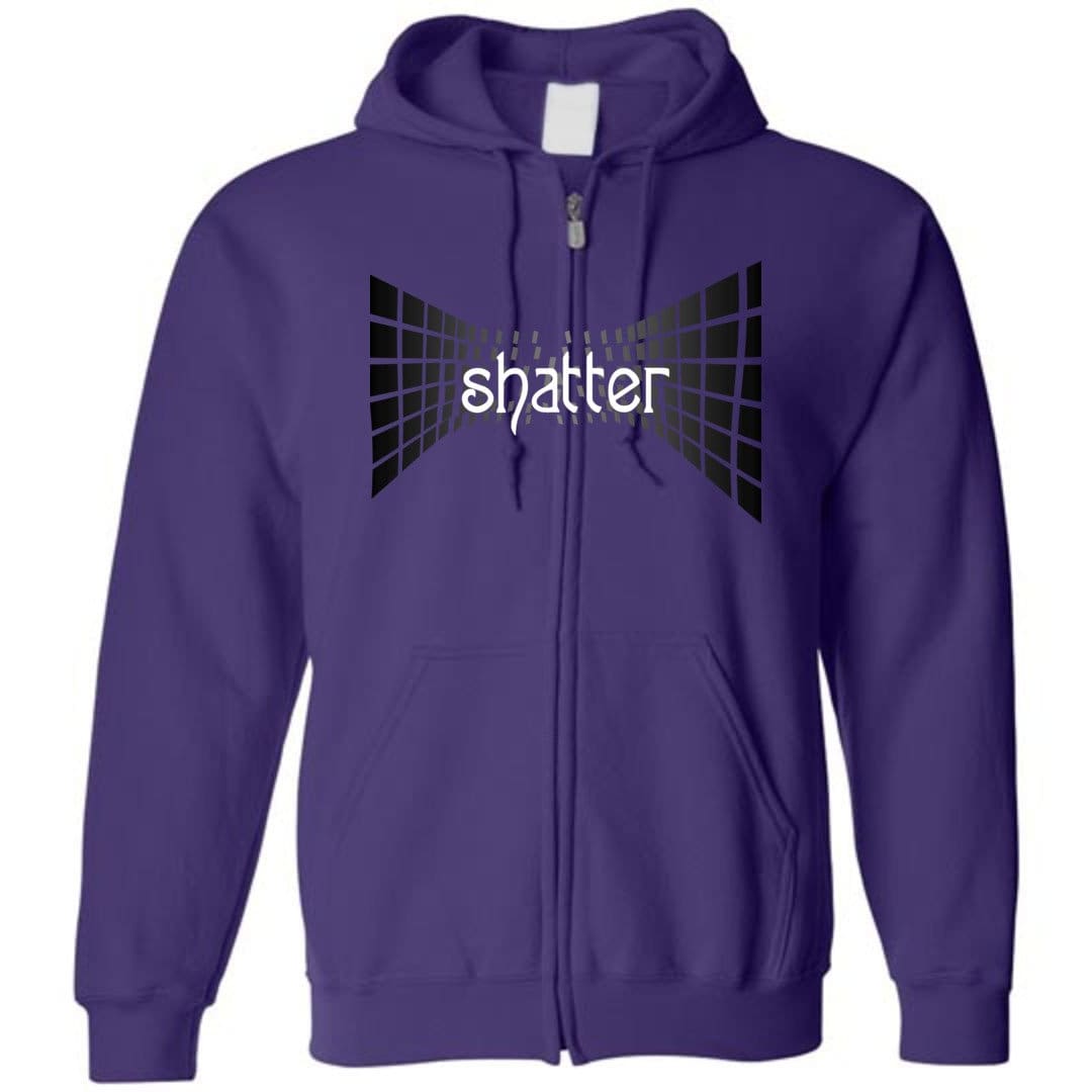 Shatter Dark Unisex Zip Hoodie - Purple / S