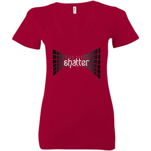 Shatter Dark Womens Premium Deep V-Neck Tee - Red / S