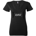 Shatter Dark Womens Premium Deep V-Neck Tee - Black / S