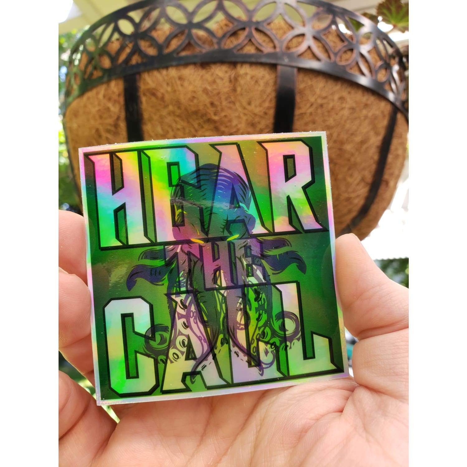 SoNERDMade Cthulhu Here The Call Holographic Sticker - SoNERDMade