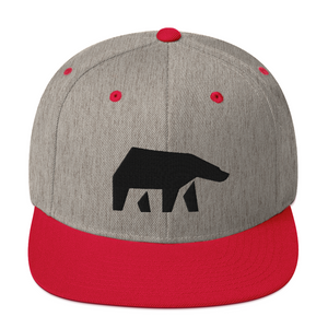 SoulBearRPG Black Bear Logo Snapback Cap - Heather Grey/ Red