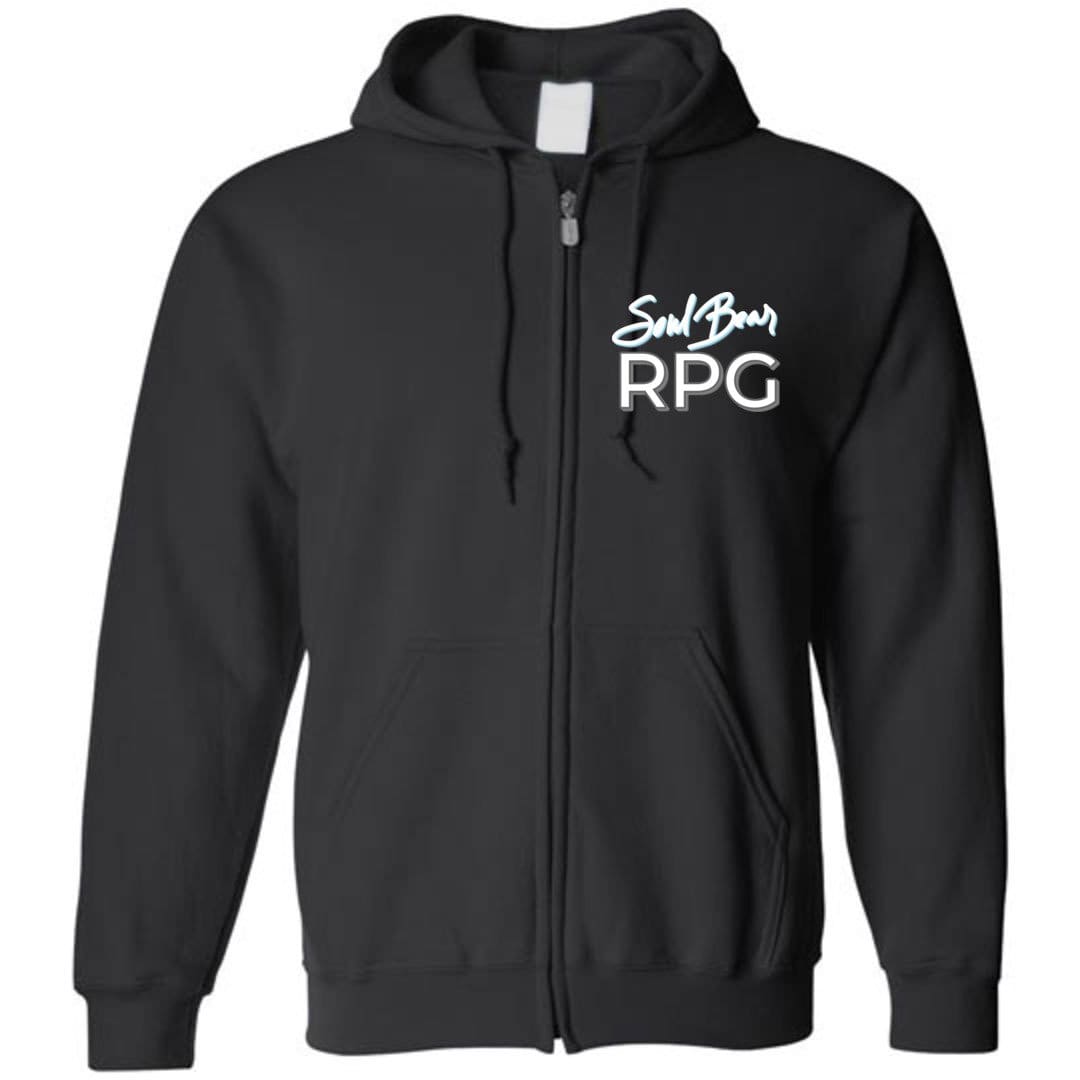 SoulBearRPG Signature Text Logo Unisex 50/50 Zip Hoodie - Black / S