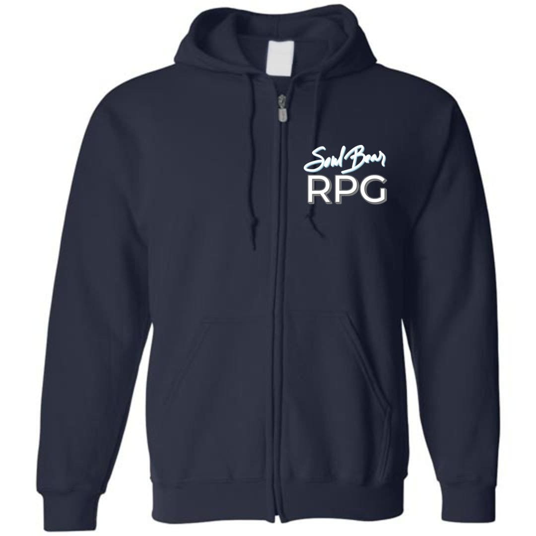 SoulBearRPG Signature Text Logo Unisex 50/50 Zip Hoodie - Navy / S