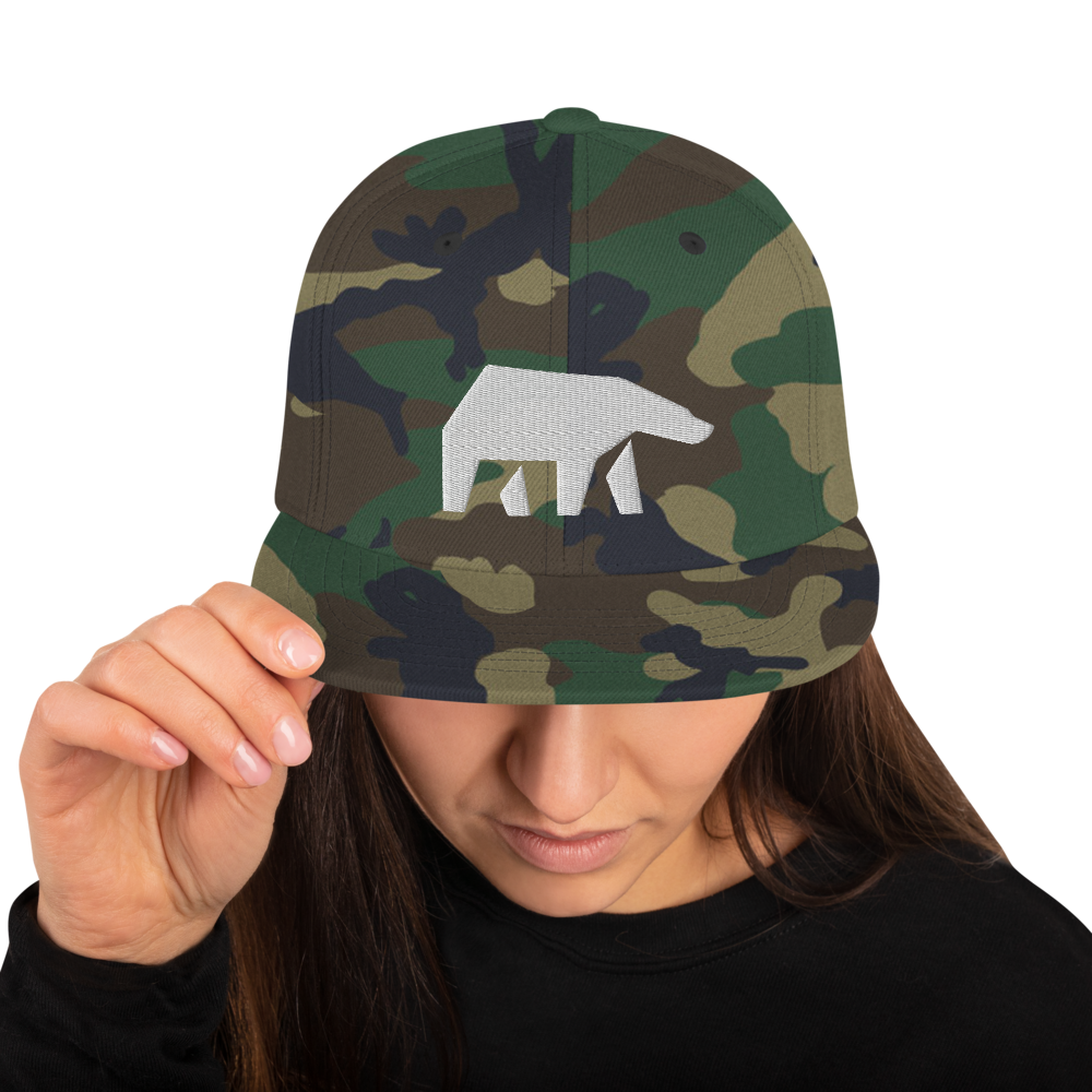 SoulBearRPG White Bear Logo Snapback Cap - Green Camo - SoulBearRPG