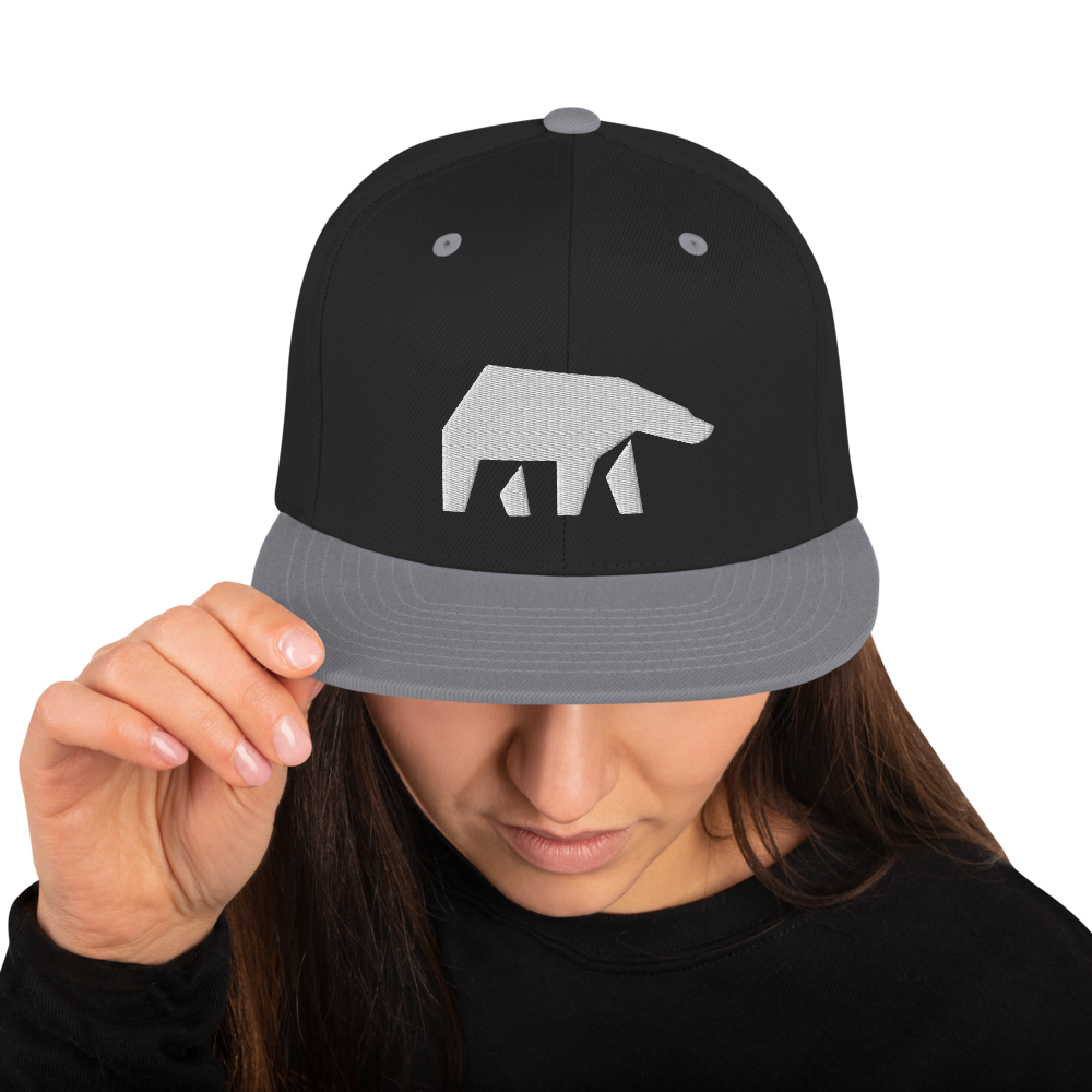 SoulBearRPG White Bear Logo Snapback Cap - Black/ Silver - SoulBearRPG