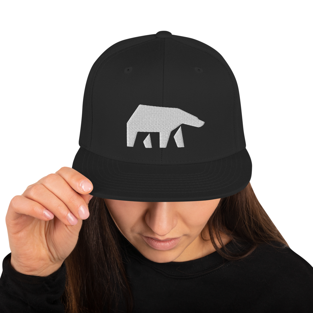 SoulBearRPG White Bear Logo Snapback Cap - Black - SoulBearRPG