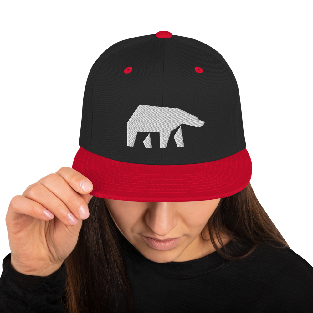 SoulBearRPG White Bear Logo Snapback Cap - Black/ Red - SoulBearRPG
