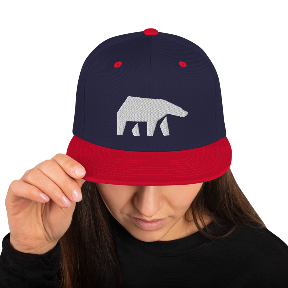 SoulBearRPG White Bear Logo Snapback Cap - Navy/ Red - SoulBearRPG