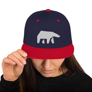 SoulBearRPG White Bear Logo Snapback Cap - Navy/ Red - SoulBearRPG