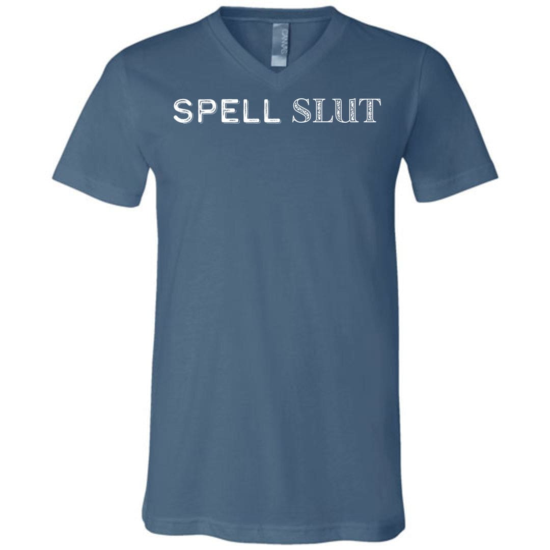 Spell Slut Unisex Premium V-Neck Tee - Steel Blue / S