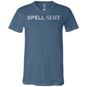 Spell Slut Unisex Premium V-Neck Tee - Steel Blue / S