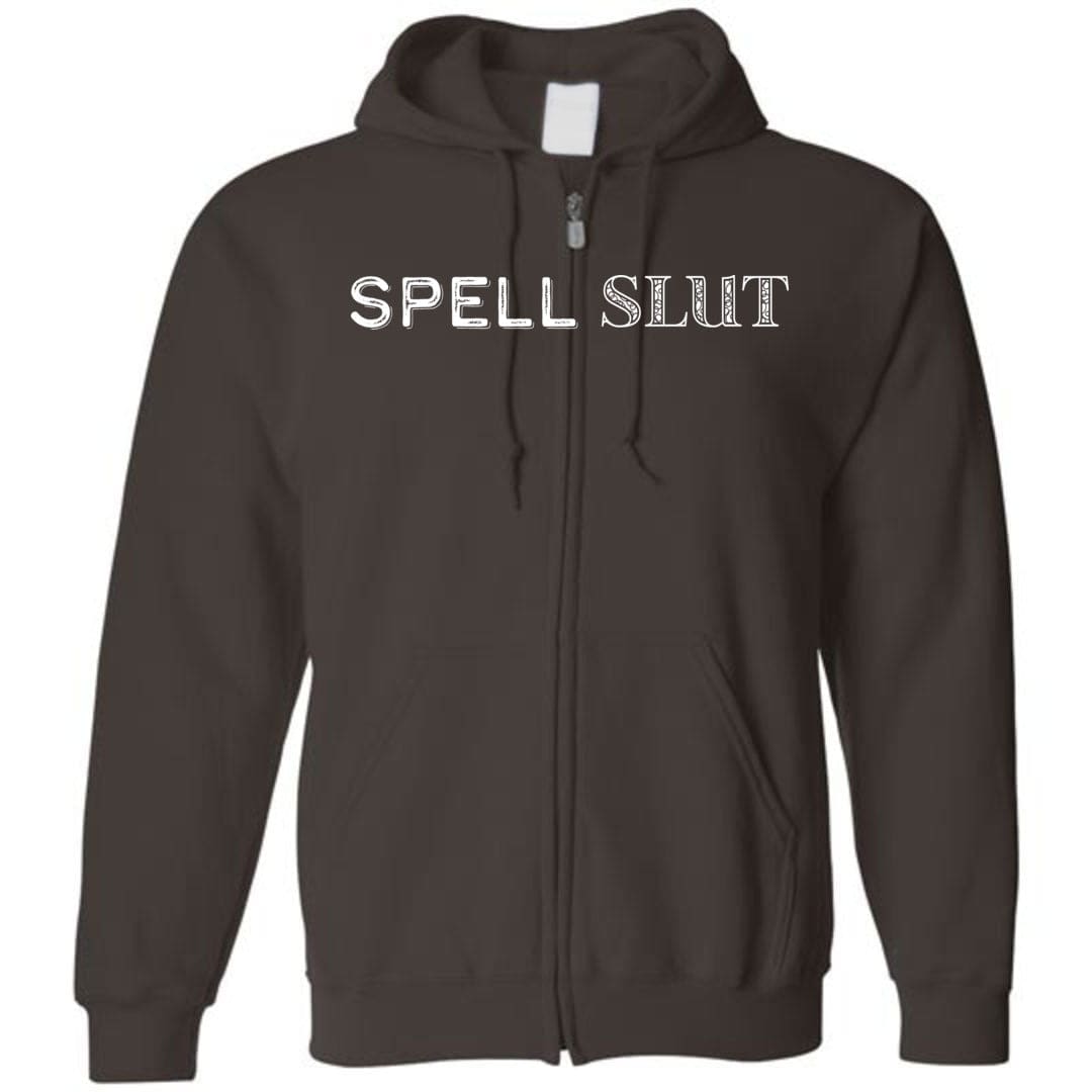 Spell Slut Unisex Zip Hoodie - Dark Chocolate / S
