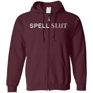 Spell Slut Unisex Zip Hoodie - Maroon / S