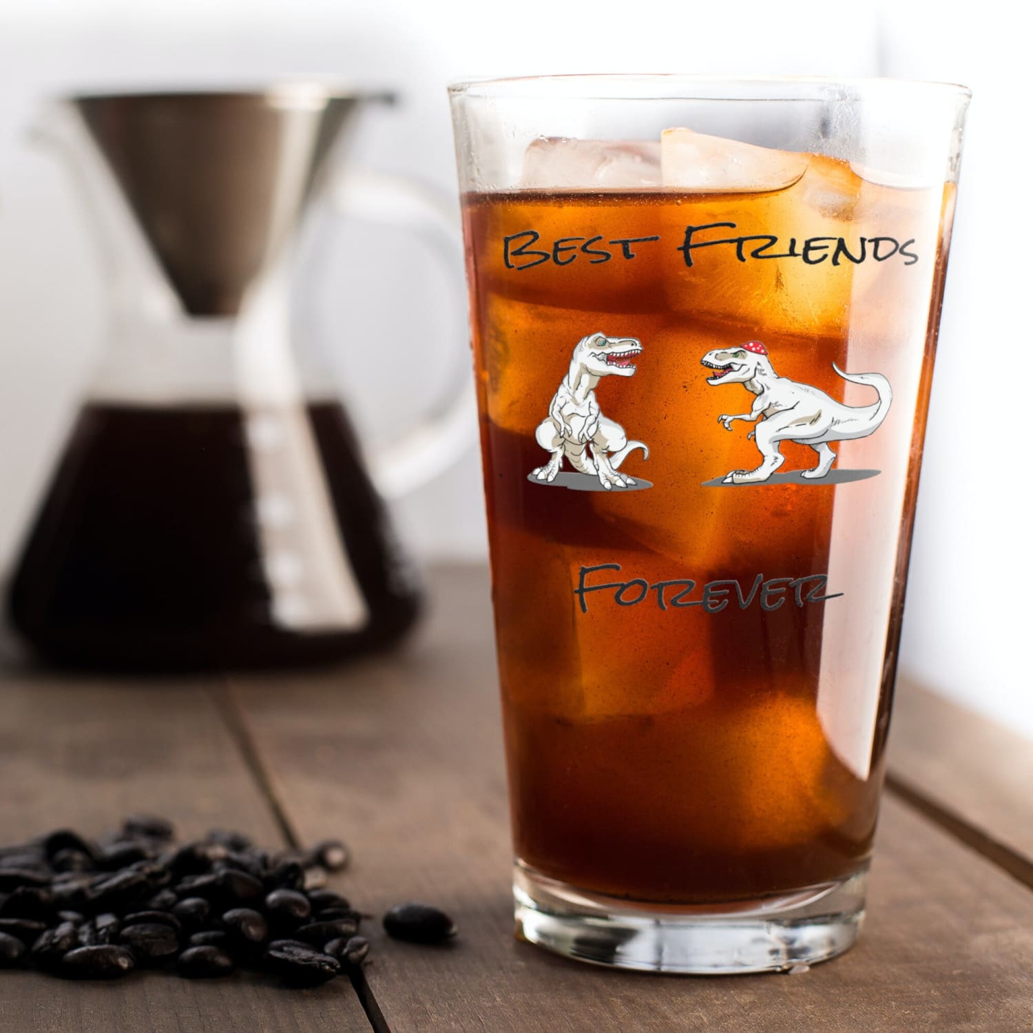 T-Rex Best Friends Forever 16oz Pint Glass - Drinkware