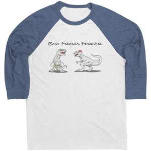 T-Rex Best Friends Forever 3/4 Sleeve Raglan Tee - White/ Denim / M - Apparel
