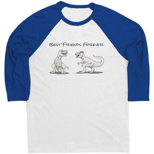 T-Rex Best Friends Forever 3/4 Sleeve Raglan Tee - White/ True Royal / S - Apparel