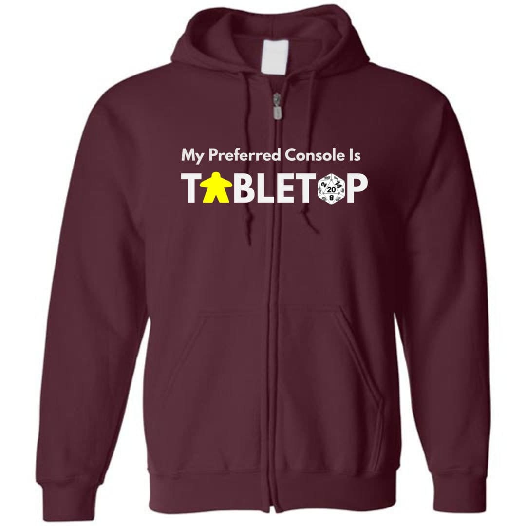 Tabletop Preferred Unisex Zip Hoodie - Maroon / S