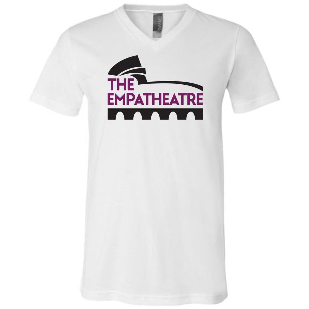 The Empatheatre Logo Purple/Black Unisex Premium V-Neck Tee - White / S