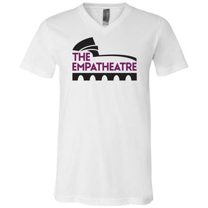 The Empatheatre Logo Purple/Black Unisex Premium V-Neck Tee - White / S