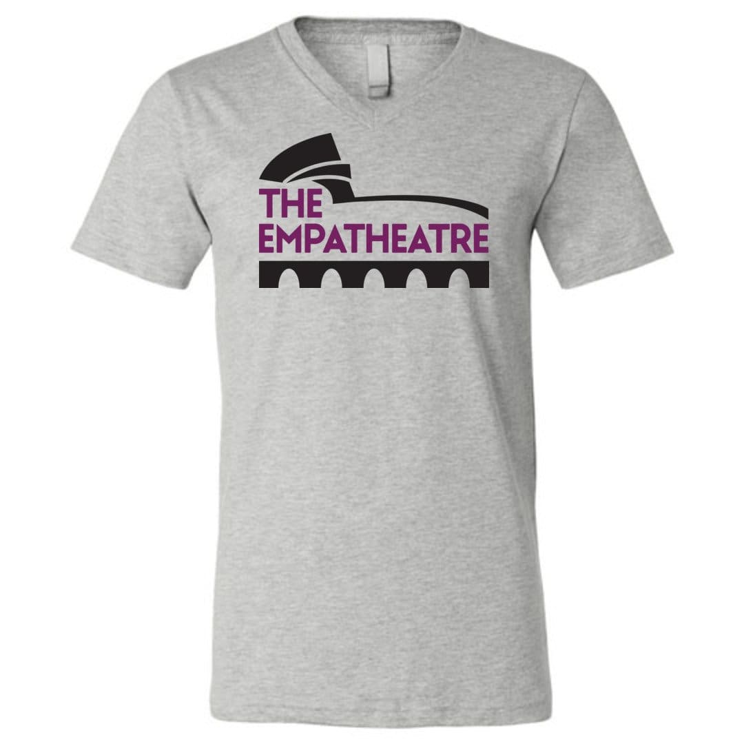 The Empatheatre Logo Purple/Black Unisex Premium V-Neck Tee - Athletic Heather / S