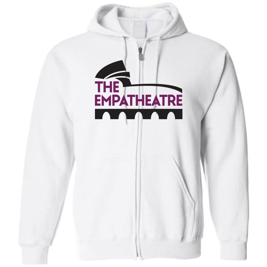 The Empatheatre Logo Purple/Black Unisex Zip Hoodie - White / S