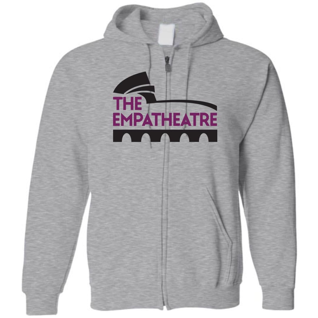 The Empatheatre Logo Purple/Black Unisex Zip Hoodie - Sports Grey / S
