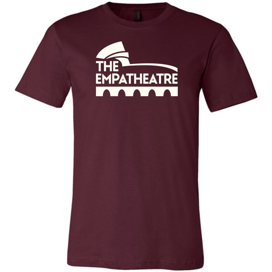 The Empatheatre Logo White Unisex Premium Tee - Maroon / XS - The Empatheatre
