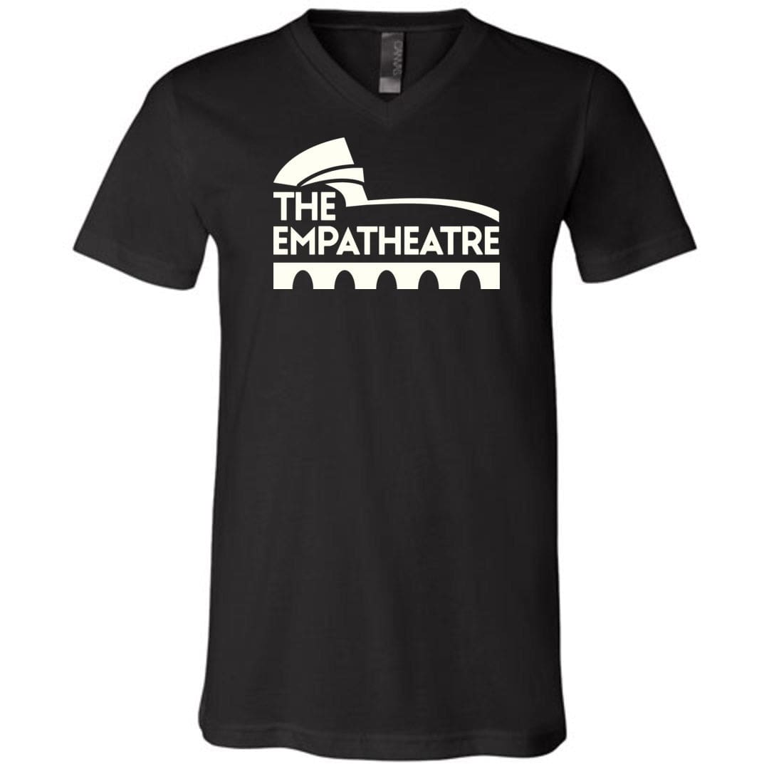 The Empatheatre Logo White Unisex Premium V-Neck Tee - Black / S
